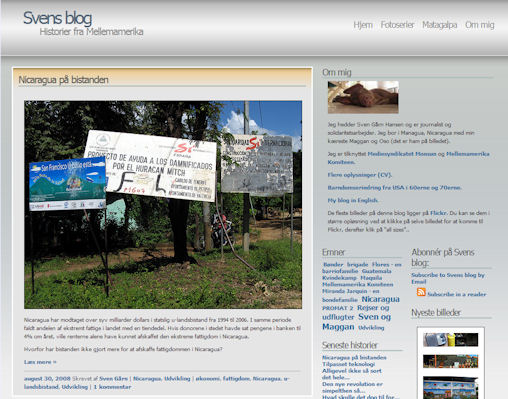 Svens blog om Nicaragua på bistand.